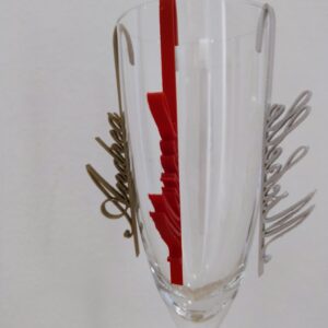 Namensschild Glas